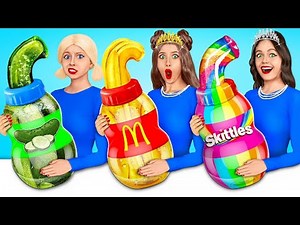 Rich vs Poor vs Giga Rich Food Challenge | Unusual Sweets & Snacks by MEGA GAME