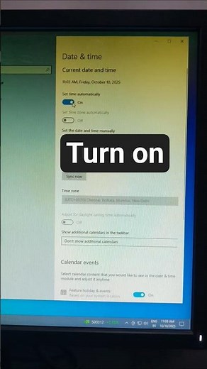 💻 Computer Date & Time Error Simple Solution ⏱️ Auto Time Setting On #computer #windows