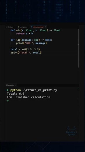 🔁 Return vs Print — What’s the Difference