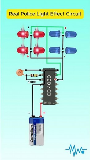 🔴🔵Police Light Flasher Using CD4060 IC #Shorts