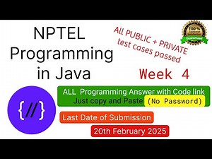 NPTEL Programming in Java week 4 all 5 programming assignment answer with code link