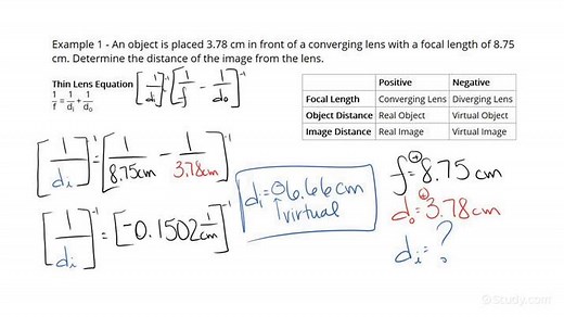 How to Use the Lens Equation to Find the Distance of an Image from a Lens | Physics | Study.com