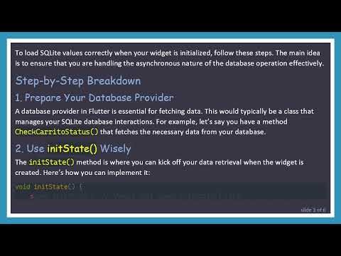 How to Get SQLite Values on Load in Flutter