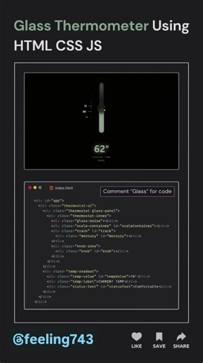 Glass Thermometer 🌡️ using HTML CSS JavaScript | Cool UI Project