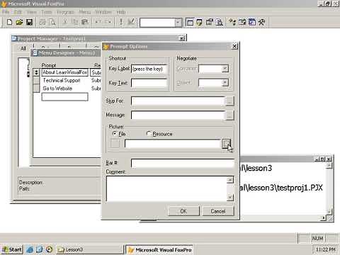 Learn Visual FoxPro @ garfieldhudson.com - Creating System/Application Menus (Lesson 20 of 30)