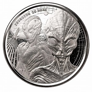 Alien Invasion 1 Oz Silver Coin .999 Fine Silver | Ghana 20 Cedis UFO Alien Collector Coin | Sci-fi Silver Bullion - Etsy