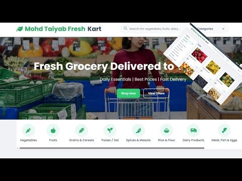 Complete Online Grocery Store Tutorial FreshKart E-commerce Website HTML, CSS, JavaScript Project"