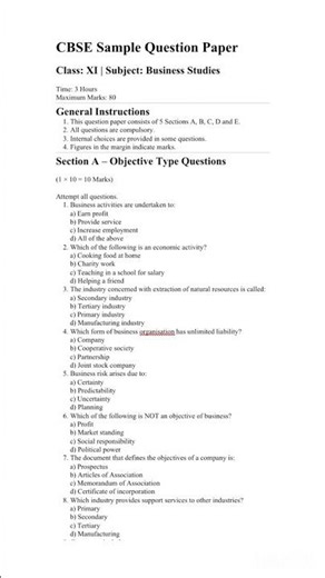 Class 11 Business Studies CBSE Sample Paper 2025–26🔥📚 #commercesubjectsof11thclass #practicepapers