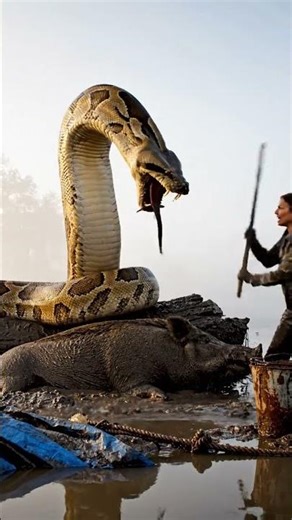 Fierce Woman's Shout Forces Giant Invasive Python to Retreat