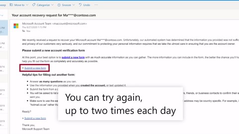 Help with the Microsoft account recovery form