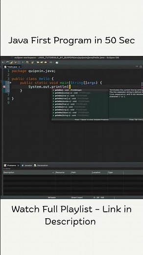 Java famous hello world program