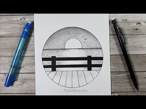 Comment dessine un paysage dans un cercle | École de dessin | Tuto Dessin