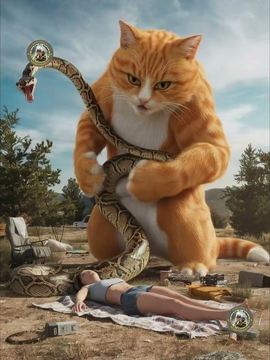 Savannah Showdown: Cat Fights Python to Save Woman