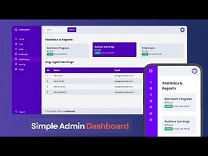 Create a Responsive Admin Dashboard with HTML and CSS | Admin Dashboard Using HTML CSS