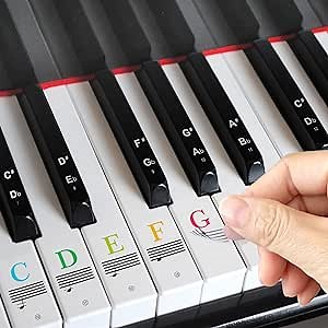 Piano Stickers Keyboard Key Note: Removable Piano Keyboard Note Labels - Piano Keyboard Note Stickers for Beginners (Multicolour-2PCS)