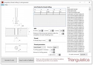 Thread milling G-code generator • Triangulatica • Utility for threads milling