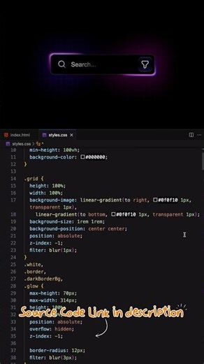 CSS Glowing Input | HTML & CSS 😱 #webdesign #shorts #viral #shorts #programming #coding #ui #form