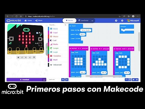 Getting started with micro:bit. Simple examples with Makecode.