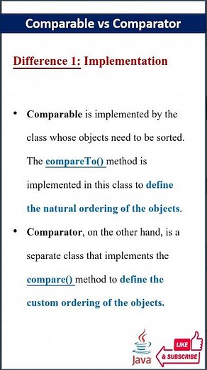 Difference between Comparable and Comparator #java #techinterviews #interviewpreparation #javascript