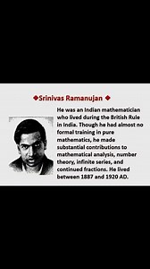 14K views · 176 reactions | Mathematician Srinivasa Ramanujan...