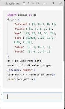 04 Calculate Correlation Matrix in Python for Titanic Data