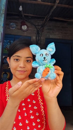 সেলাই না করে রুমাল দিয়ে খরগোশ তৈরি 😱🐰 #rabbit #craft #shorts #viralreels #easy #trending