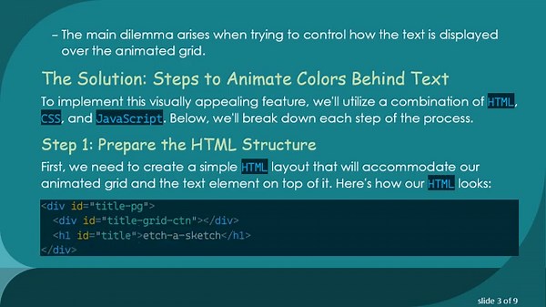 Animate a Grid of Changing Colors on Text Using CSS and JavaScript