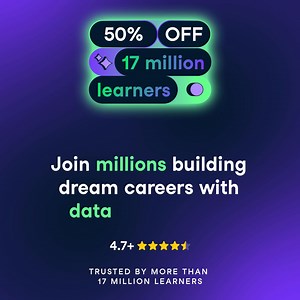 Save 50% off DataCamp. AI will define the future. Learn the skills to thrive, at your own pace, from any starting point. | DataCamp