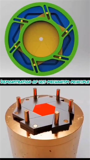 Demonstration of iris mechanism principle | Solid Works Design | 3D Animation #conveyorsystems #solidworks_design #solidworks #3d #mechanicalengineering #technology #engineering #work #viralreels #instagram | Action King