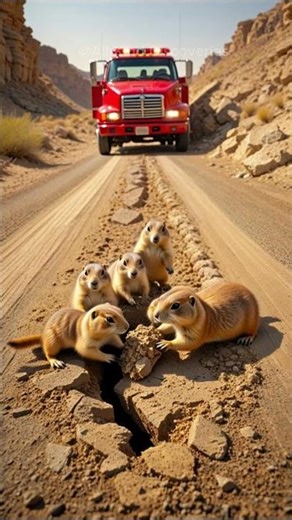 Prairie Dogs Work Together To Repair A Road For Fire Fighters In Dessert! #animals #wildlife