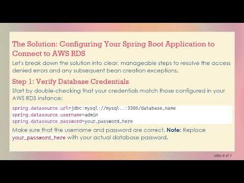 Resolving Database Access Errors in a Spring Boot App on AWS RDS