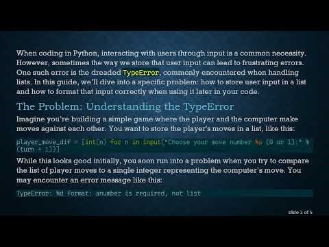 Storing User Input in Lists: Avoiding TypeError in Python