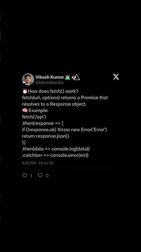 ⚡ How fetch() Works in JavaScript | Beginner’s Guide