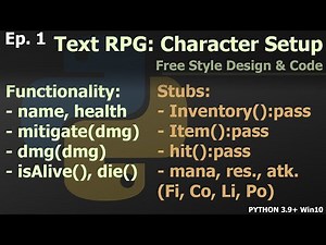 Python Text RPG Ep. 1 Character Setup [Freestyle]