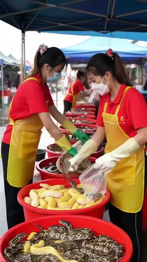 Colorful pythons in Asian markets‪@muhammadarif-ai‬