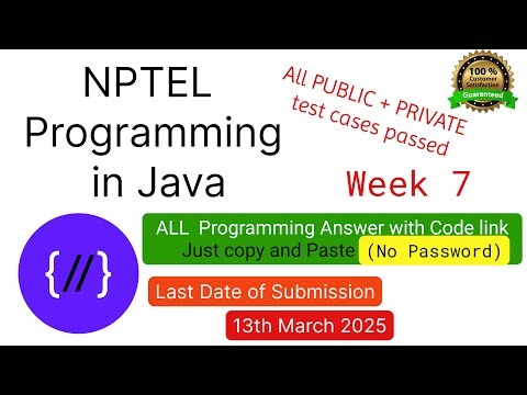 NPTEL Programming in Java week 7 all 5 programming assignment answer with code link