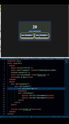 HTML CSS JS Counter Build in Seconds! 😮✨ #shorts #coding #javascript #html #frontend