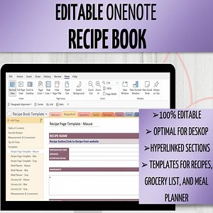 Digital Recipe Book, Onenote Recipe Book Template, 100% Editable & Customizable, Desktop, Windows, Tablet, iPad - Etsy