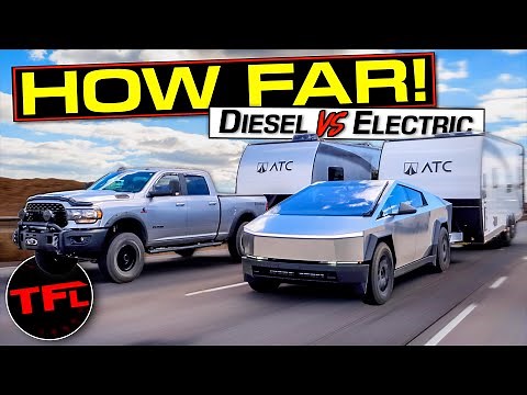 How Far Can a Tesla Cybertruck ACTUALLY Tow? We Compare It To a Diesel Truck!