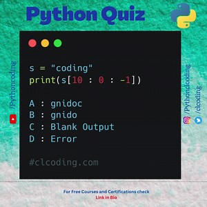 5 comments | Python Quiz | Day 37 | What is the output of following code ? Complete Playlist : https://bit.ly/3GLnZPy | Python Coding | Facebook