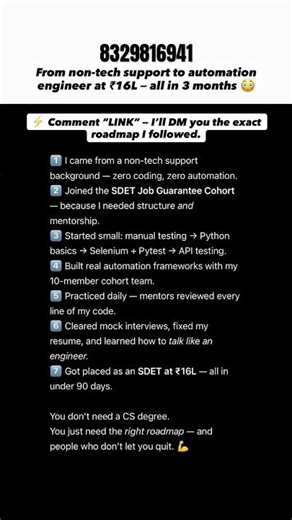From non-tech support to Automation Engineer at ₹16L — all in just 3 months 😳