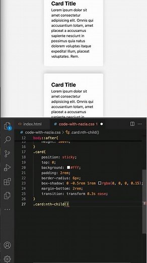 Sticky Overlapping Cards Effect in Pure CSS 🔥 | HTML CSS Animation #coding #webdesign