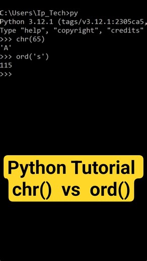 Python Tutorial chr() vs ord() | Python Functions #python #pythontutorial #coding #programming