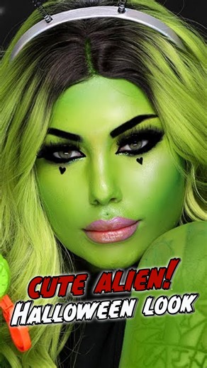 Galactic Goddess 💚 Cute Alien Halloween Makeup | Bailey Sarian