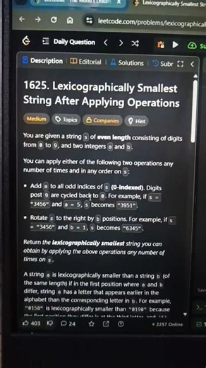 🚀 Leetcode 1625 | Lexicographically Smallest String After Applying Operations | Java, C++, Python 💻