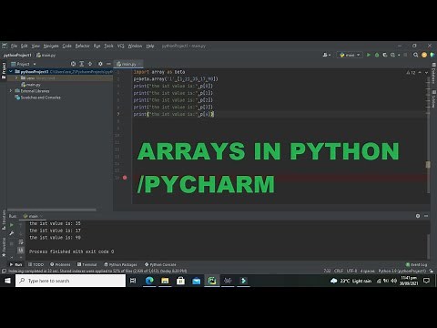 how to use arrays within python pycharm | arrays within pycharm python