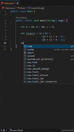 Find Largest of Three Numbers Using Using Ternary Operator in Java