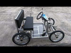 DIY electric car 4-wheel bicycle with aluminum profile frame.