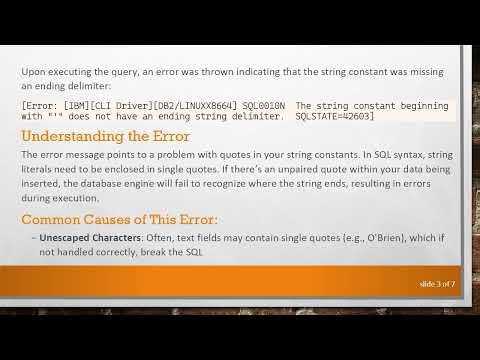 Resolving SQL Insert Query Issues: Fixing Common Errors in DB2