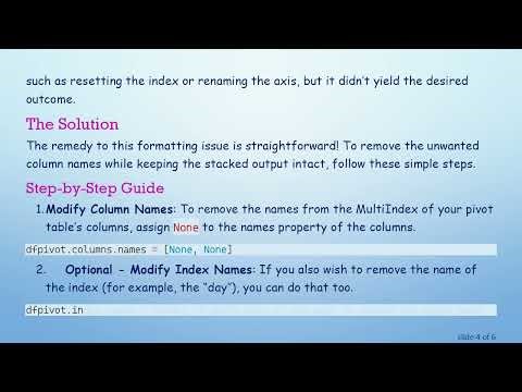 How to Remove Column Names from a Pandas Pivot Table Output
